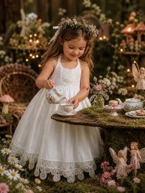 Dollcake White Halter Crochet Trim Victory Garden Sundress
